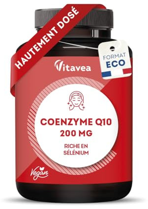 Coenzyme Q10 200mg - Antioxydant Naturel Puissant, Anti-Âge - Forme Stable Ubiquinone - Avec Sélénium - 60 Gélules Vegan - Fabriqué en France - Vitavea