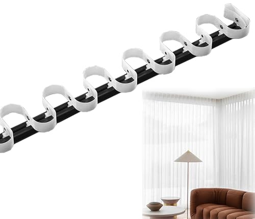 Einzelschienen, Gardinenschienen, Klickschiene mit Band-Set, S Wave Wellenschiene für Vorhänge, Gardinenschienensystem für Deckenschienen aus Aluminium 100-600 cm, Schienensystem für Faltengardinen