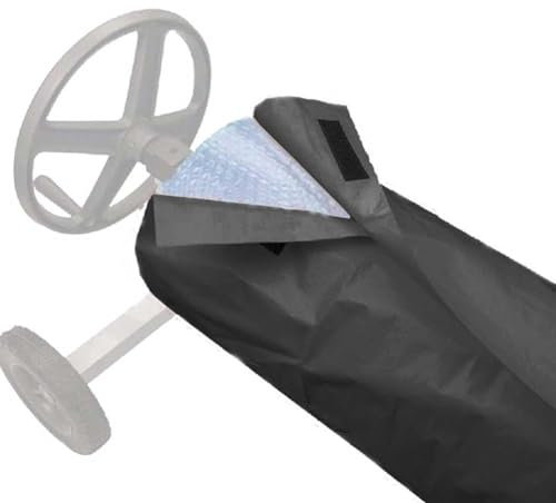 Manta solar para piscina, con cubierta protectora, cubierta protectora Manta solar para piscina, cubierta de carrete de rodillo, protector de polvo al aire libre, bolsa de almacenamiento (negro)