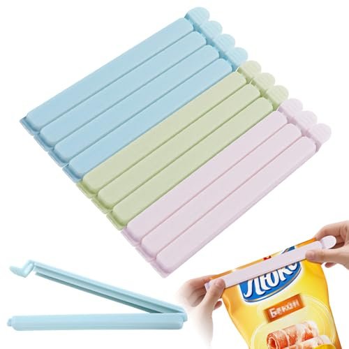 Lot de 10 grandes pinces alimentaires en plastique robuste de 20 cm de long pour collations, café, maison, cuisine, voyage, camping