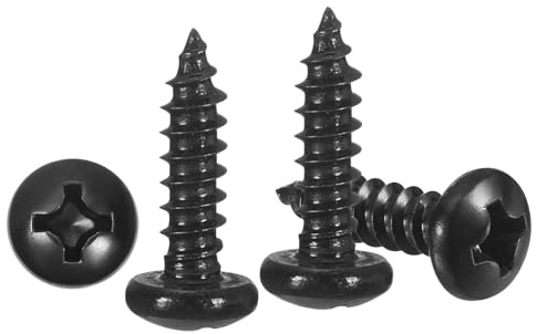 METALLIXITY Phillips Pan Head Self Tapping Screws(#6x1/2) 100Pcs, Carbon Steel Self Drilling Screw for Metal Wood Plastic, for Cabinet Wall Shutter Plate Rock Furniture, Black