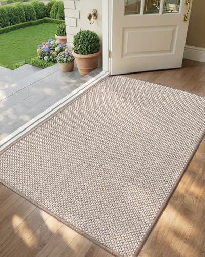 COLOR&GEOMETRY Schmutzfangmatte Innen 90x140cm, Beige, Fußmatte Innen | Rutschfeste Fußmatte, Eingangsteppich, mit Gummirücken, Dünn Türmatte, Türmatte für Eingang, Haustür, Rollen ohne Falten