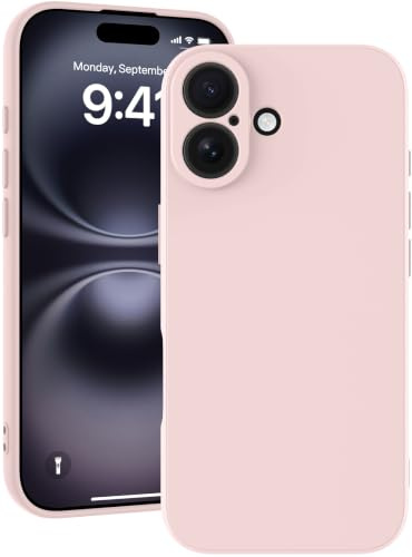 Qasyfanc Soft Silicone Case for iPhone 16, Pink | Shockproof, Dust-proof, Full Camera Protection, Slim Soft Edge Cover with Anti-Scratch Microfiber Lining