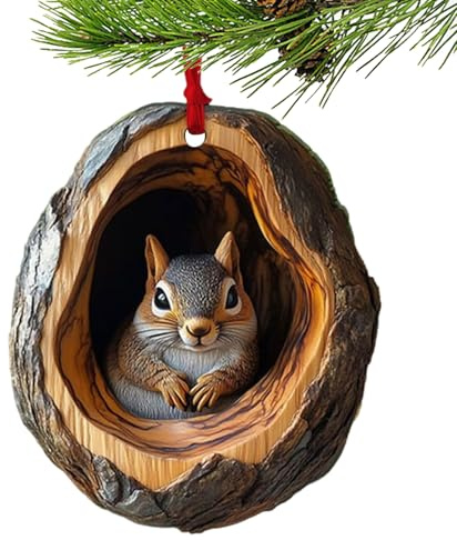 Natur Weihnachtsschmuck - Hängende Dekorationen Tierform Mit 3D-Effekt, Acryl-Ornamente, Acryl Tiere Aus Tannenzapfen, Waldtiere Eichels Ornaments, 2D Flach Hängend Natur Tiere Tierfiguren Anhänger