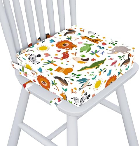 Capslpad Sitzerhöhung Stuhl Kind 32x32x10cm Tragbare Kindersitzerhöhung Rutschfestes Sitzerhöhung Stuhl Abnehmbar Waschbar Sitzkissen Kinder mit 3 Sicherheits Schnalle für Zuhause Unterwegs Weiß