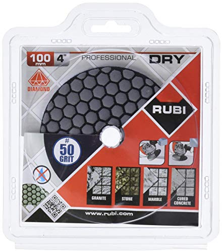 RUBI | Disques Tampons Flexible Diamanté Polissage Sec | Travaux à Sec en Pierre Naturelle, Granit et Marbre | Diámetre Extérieur 100 mm | Dégrossissage Grain #50