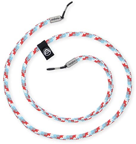 hangloo - Das hochwertige Brillenband | Name: South Beach Boogie | Farben: Grau, weiß, rot und blau