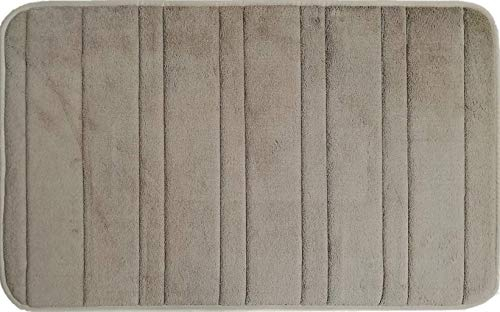 oKu-Tex Badematte Monatana mit Memory Foam, flauschig & weich, rutschfest, waschbar, saugfähig & schnelltrocknend, als Duschvorleger, Badvorleger, Badematte, 60 x 90 cm - Taupe