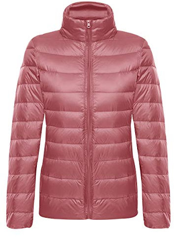 Doudoune Légère Femme Duvet Veste Doudoune Plume Ultra Light Femme Legere Courte Manteau Doudoune Matelassée Pliable Blouson Doudounes Legeres Courtes Mi Saison Hiver Chaudes Grande Taille Rose 3XL