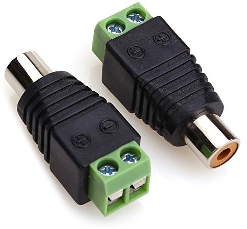JEEUE RCA Female Connectors Solderless Adapter, RCA Female seat for AV Screw Terminal Audio/Video Speaker CCTV Applications RCA Cable - Green 2P