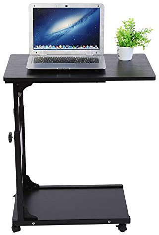 Estink - Mesa de ordenador con ruedas, escritorio regulable en altura 55-80 cm, para oficina, dormitorio, sofá, cama, 40 x 60 x 55/80 cm, color negro