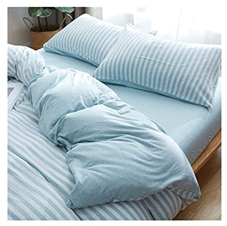 Juego de ropa de cama 4 piezas Jersey 100% algodón Fundas nordicas edredón 200x230cm con Super suave Sábana Bajera 150/180x200cm y 2 fundas de almohada 48x74cm ( Color : Blue H , Size : Twin/Double )