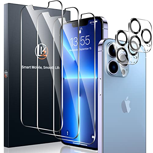 LK 3+3 Panzer Schutz Glas für iPhone 13 Pro Panzerfolie,3 Stücke Schutzfolie und 3 Stücke Kamera Schutzglas,9H+ Härte Glas Folie,Ultra-klar Displayschutz,Kratzfest