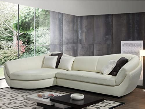 Ecksofa Leder 5-Sitzer CAIPI - Büffelleder - Elfenbein - Ecke Links