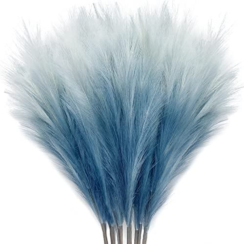 JOENCOST 8 Stück Künstliches Pampasgras Groß, Flauschig Faux Pampasgras Boho für Wedding Decor, kunstblumen Deko Blumenarrangement und Vasenfüllungen für Zuhause, Küche, Wohnzimmer, Hochzeit (Blue)