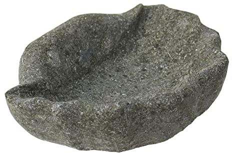 STONE art & more Exklusive Steinschale, Vogeltränke, Muschelschale, 25cm, Steinmetzarbeit aus Lava Stein, Naturstein, frostfest