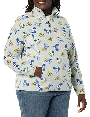 Amazon Essentials Disney | Marvel | Star Wars | Princess Damen Polar-Fleece-Mockjacken mit Viertelreißverschluss, Mickey und Freunde, XXL