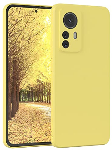 EAZY CASE - Custodia in silicone per Xiaomi 12 Pro Custodia morbida protettiva con protezione della fotocamera Protezione sottile Premium Cover TPU Telefono Bumper in Giallo