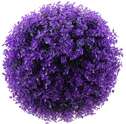 Milisten Künstliche Pflanze Formschnittkugel zum Aufhängen Buchsbaumkugel Kunstblumen Grünkugel Graskugel für Weihnachten Zuhause Außenbereich Hochzeit Terrasse Garten Dekoration Lila