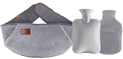 Norhogo 3 in 1 Wärmflasche kautschuk mit Fleecebezug, wärmflasche zum umbinden,Gummi Wärmflasche mit Hülle wärmflaschengürtel für Schmerzlinderung, Arthritis, Sportverletzungen, 1000ml
