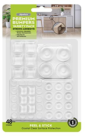 Slipstick Premium Adhesive Protector Pads Variety Pack (196 Piece) Cabinet Door Drawer Bumpers and Small Universal Surface Protector Pads, Clear Rubber, Foam, Cork, and Green Felt Protectors