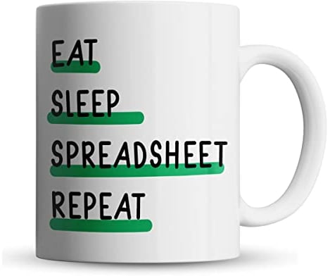 Inky Penguin - Eat Sleep Spreadsheet Repeat - Co-Worker, Excel Gift Mug, Ceramic, 11fl. oz.