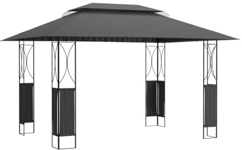 vidaXL Pavillon, Gartenpavillon mit Doppeldach, Gartenzelt für Familienfeiern Hochzeiten Partys, Partyzelt Festzelt Stahlrahmen, Anthrazit