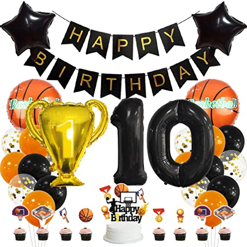 Houhounb Basketball 10. Geburtstag Deko Basketball Deko 10 Jahre Kindergeburtstag Party Deko Kinder Basketball Luftballon Tortendeko für Thema Basketball Kindergeburtstag Party