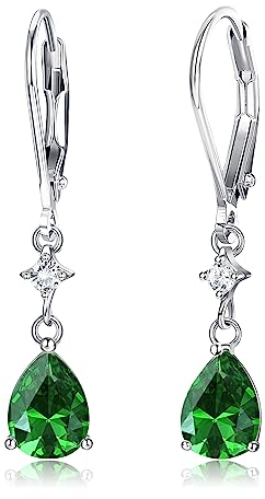 Adramata Damen Ohrringe Silber 925 Hängend Glänzende CZ Tropfen Ohrringe Modische Blau Ohrringe mit Anhänger Ohrhänger Silber 925 Hängend Ohrringe Silber Ohrringe Geschenke für Frauen