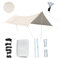 DeFacto Sonnensegel 3x4m UV-Schutz & Wetterschutz Sonnenschutz Set inkl. Befestigungsseile mit 2 Stangen, für Balkon, Terrasse, Camping, Polyester Beig, DF-SS2020-2STNG-PVC2