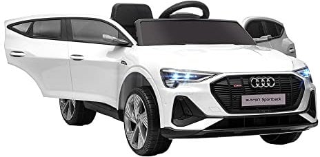 HOMCOM Audi E-tron Licensed 12V Kids' Electric Ride on, Electric Car for Kids, with Parental Remote, Music Lights MP3, Suspension Wheels, for 3-5 Years, White