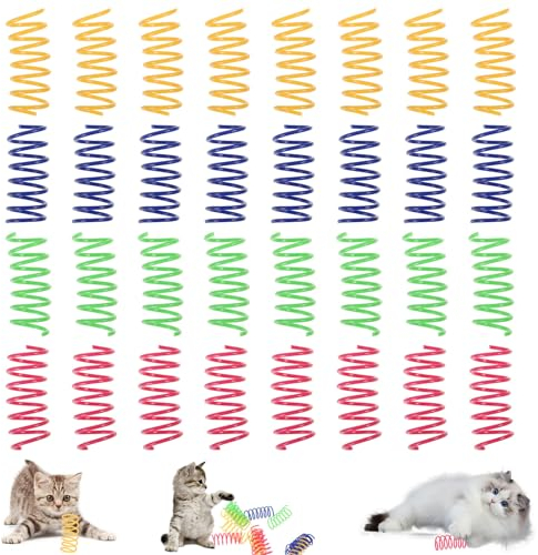32 Stück Cat Spring Spielzeug, Kunststoff Spiralfedern, Bunte Katzenspielzeug Spirale Frühlingsspielzeug, Katzen Interaktives Spielzeug für Katze Kätzchen Haustiere Neuheit Geschenk (4 Farben)
