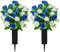 SIFOEL 2 Piezas de Flores Artificiales Cementerio con florero, Rosa Artificial Tumba Flores conmemorativas para la decoración de la lápida del Cementerio (Dark Blue & White)