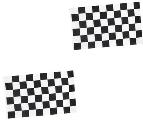 Yardwe 2st Logo Autorennen Brise Flagge Fliegen Auto-Party-Flagge BLM-Flagge Schwarz-weiße Flagge Rennflaggen Im Freien Rennflaggen Aus Polyester Zielflagge Rennauto Parteifahne