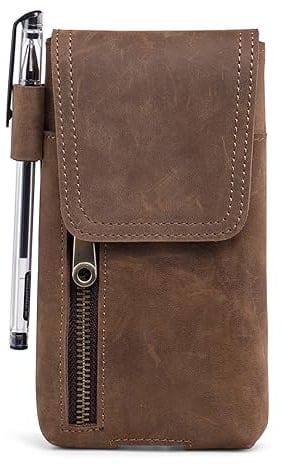 Hengwin Handytasche Gürtel Herren Leder für iPhone 16 Pro Max, 16 Plus, Tasche Gürtel für iPhone 16 15 14 13 12 11 Pro Max, XS Max, 15 14 8 7 6s 6 Plus Phone Holster, Handy Gürteltasche für Rucksack