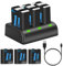 KUNLUN Hero 12/11 / 10/9 Rechargeable Batteries 1800mAh, Li-Ion Battery Fully Compatible for Gopro Hero 12 Black, Gopro Hero 11/10 / 9 Black (1*Charger+3*Batteries)