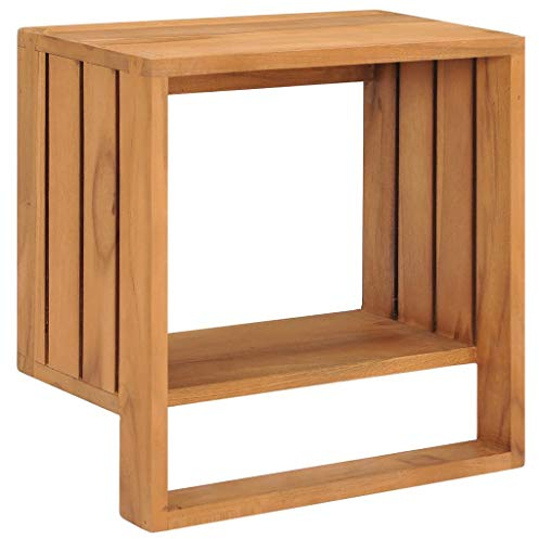 BaraSh Handtuchregal zur Wandmontage 35×20×35 cm Teak Massivholz Handtuchhalter Dekoleiter Handtuchleiter Wäscheständer
