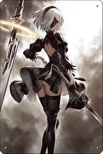 Sexy YoRHa 2B Lewd Thighs Thicc Ass Butt (Nier Automata Anime Hentai Girl 13) Poster Metallschild Dekor – 20,3 x 30,5 cm Bar Pub Garage Man Cave Wandkunst