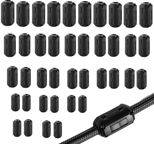 Hpamba 40 Stück Aufsteckbarer Ferritring Ferrite Ring Core Ferritkern Klappferrit Rauschunterdrücker Kabel Ferritkerne Für Kabel Entstörfilter Ferritkerne Für Kabel Rfi,Emi,3.5mm 5mm 7mm 9mm,Schwarz