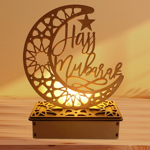 Ramadan Deko Holz LED Eid Mubarak Lampe Dekoration Laterne,Islam Deko Tisch DIY Holz Ramadan Eid Dekorationen LED Muslim Nachtlicht Eid Mubarak Ornamente,DIY Ramadan Lampe Für Schlafzimmer Tisch Deko