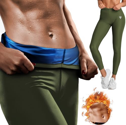 RDX Sauna Leggings for Women, REACH Compliant OEKO TEX 100 Certified, Compression Sweat Pants for Tummy Control, High Waist Adjustable Side Zipper Body Shaper, Gym Yoga Workout Fitness Running Trouser
