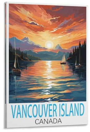 HSAYYIII Vancouver Island Kanada Vintage-Reiseposter, 20 x 30 cm, Leinwandkunst, Poster und Wandkunst, Bild, Druck, Schlafzimmer-Dekor