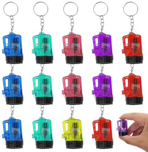 Yuragim Mini linterna llavero, 14 unidades, pequeña linterna LED para niños, para regalos de cumpleaños infantiles, linterna de mano, mini linterna de mano para exteriores, camping, senderismo