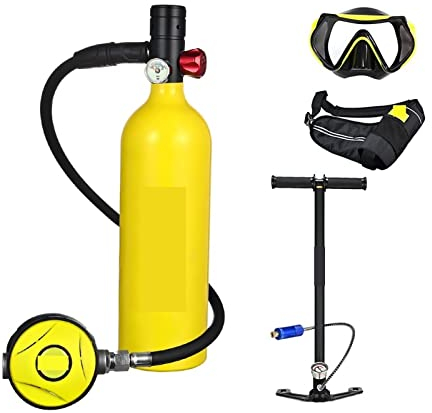 IIGEN Bouteille de plongée Bouteille D'oxygène De Plongée sous-Marine Capacité 1L Respirateur De Plongée Portable Ultra-Haute stabilité(Giallo)