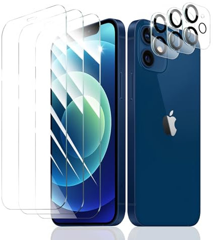 Fynorao 3+3 Stück Schutzfolie für iPhone 12 Mini, Panzer Schutz Glas Folie Displayschutz und Kameraschutz, gehärtete Glasfolie, Panzerfolie Schutzglas, 9H Härte, HD Klar, Anti- Kratzer, Bläschenfrei