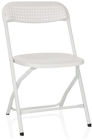 hjh OFFICE Klappstuhl bis 250kg belastbar TUDELA XXL PRO W Campingstuhl klappbar, Indoor- und Outdoor Faltstuhl, Weiß