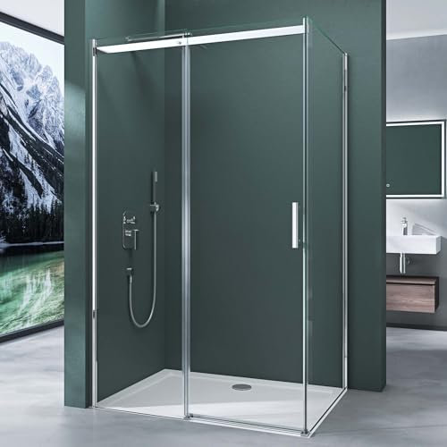 Mai & Mai Duschkabine mit Duschtasse Duschabtrennung 8mm Sicherheitsglas mit NANO 100x140cm Eck-Dusche mit Schiebetür Ravenna18