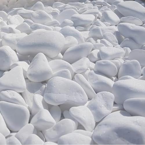 V-PREMIUM SOLUTION Pierres décoratives blanches 20 kg – Pierres de décoration neigeuses pour décoration de jardin, allées, pots de fleurs et intérieur – 2-4 cm – Thassos