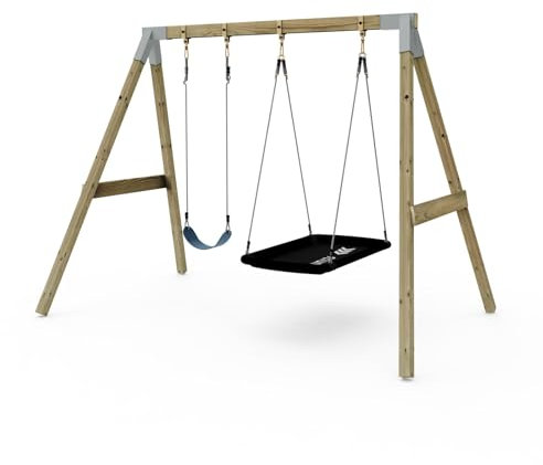 Premium Double Swing - Flex and Boat Navy Blue | Two Swing Seats | Stable Construction | Premium Welded Brackets & Pressure Treated Timber |