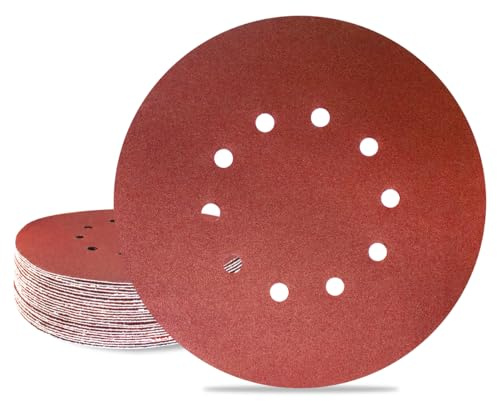Meccion 225mm Sanding Disc 25 Pcs Grit P150 Sandpaper 10 Holes 9 Inch Hook and Loop Sander Discs for Drywall Sander, Sanding Giraffe